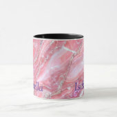 Imitate Rosa Marmortextur mit silberfarbenem Glitz Tasse (Zentrum)