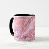 Imitate Rosa Marmortextur mit silberfarbenem Glitz Tasse (Vorderseite Links)