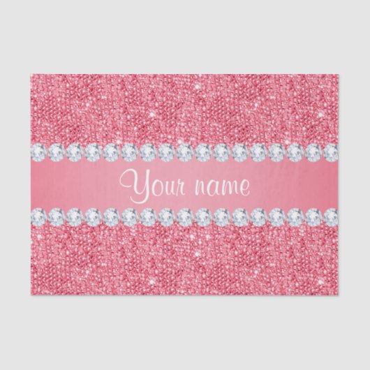 Imitate Rosa Sequenzen und Diamanten Seidenpapier (Vorderseite)