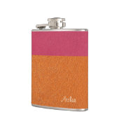 Imitate Rosa und orangefarbenes Leder Flachmann (Links)