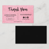 Imitate Rosa und Schwarz Glitzer Danke, Media Inse Visitenkarte (Vorne/Hinten)