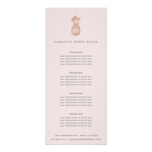 Imitate Rose Ananas | Preise oder Dienstleistungen Werbekarte (Vorne)