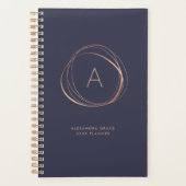 Imitate Rose Gold Abstrakt Monogramm Planer (Vorderseite)