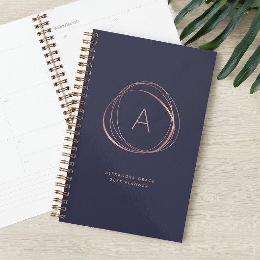 Imitate Rose Gold Abstrakt Monogramm Planer