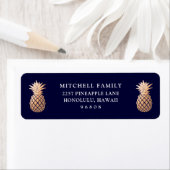 Imitate Rose Gold Ananas auf Navy Blue (Insitu)