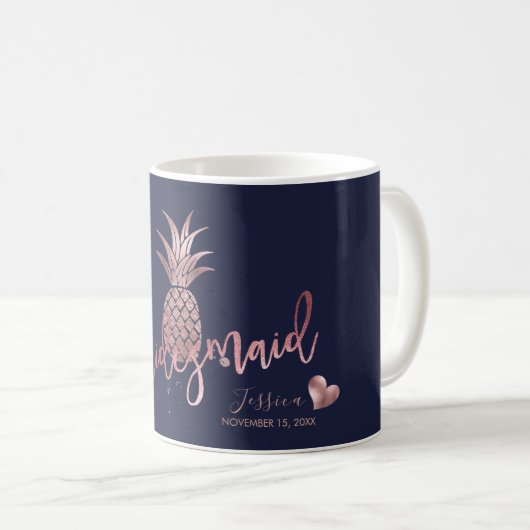 Imitate Rose Gold Ananas Bridesmaid Geschenke Kaffeetasse (VorderseiteRechts)