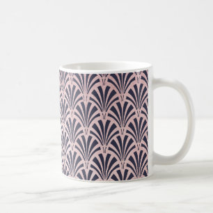 Imitate Rose Gold Art Deco Muster auf Mitternacht Kaffeetasse
