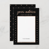 Imitate Rose Gold auf Black Advice für die Braut Hinweiskarte (Vorne/Hinten)