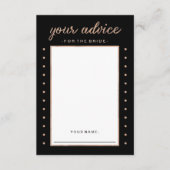 Imitate Rose Gold auf Black Advice für die Braut Hinweiskarte (Vorderseite)