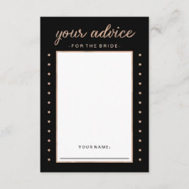 Imitate Rose Gold auf Black Advice für die Braut Hinweiskarte