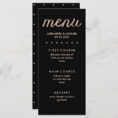Imitate Rose Gold auf Black Dotted Wedding Menü Menükarte (Vorne/Hinten)