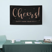 Imitate Rose Gold auf schwarzen Chefs Neues Jahr Banner (Messeveranstaltung)