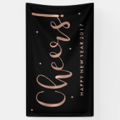 Imitate Rose Gold auf schwarzen Chefs Neues Jahr Banner (Vertikal)