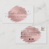 Imitate Rose Gold auf weich grau Chic Pinselstrich Visitenkarte (Vorne/Hinten)