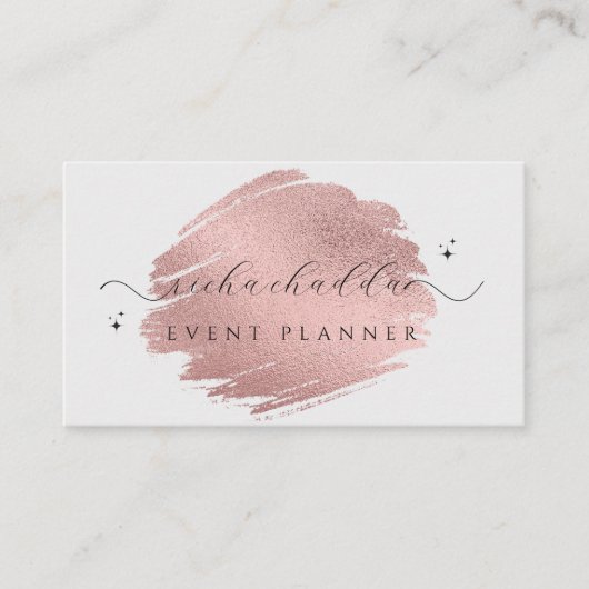 Imitate Rose Gold auf weich grau Chic Pinselstrich Visitenkarte (Vorderseite)