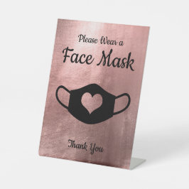 Imitate Rose Gold Bitte tragen Sie eine Maske Sockelschild