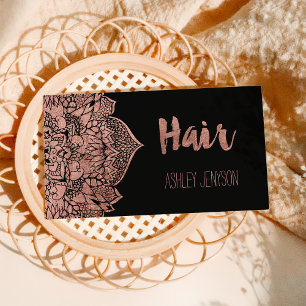 Imitate Rose gold boho blumenmandala haartypografi Visitenkarte