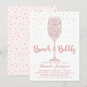 Imitate Rose Gold Brunch & Bubbles Brautparty Einladung