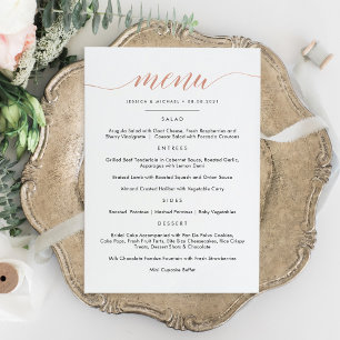 Imitate Rose Gold Calligraphy Menü Karte