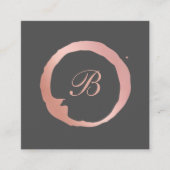Imitate Rose Gold Circle Monogram Quadratische Visitenkarte (Vorderseite)
