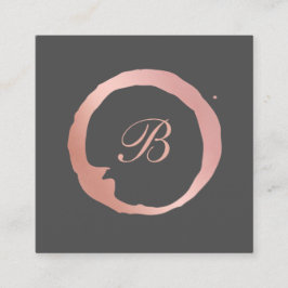 Imitate Rose Gold Circle Monogram Quadratische Visitenkarte
