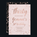 Imitate Rose Gold Confetti blush 30. Geburtstagsna Einladung<br><div class="desc">Imitate Rose Gold Konfetti Spritzer rot Rosa 30. Geburtstag individuelle Name. Eine moderne 30. Geburtstagsparty Einladung mit modernen, originellen und einfachen Imitaten Rose Goldfolie Einladung mit Spritzern aus Rose Gold Konfetti und handgeschriebene Pinseltypografie auf einem vollständig anpassbaren pastellfarbenen rosa Hintergrund und schwarz auf der Rückseite.. Wenn Sie einen geänderten Text...</div>