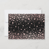 Imitate Rose Gold Confetti Dots Black Wedding RSVP Karte (Rückseite)