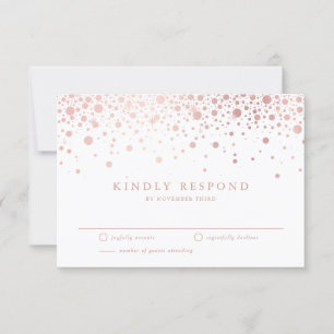 Imitate Rose Gold Confetti Dots White Wedding RSVP