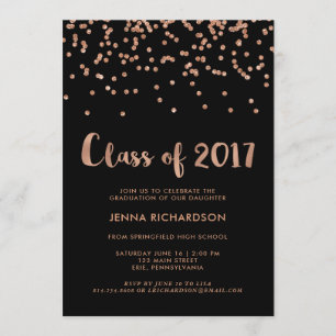 Imitate Rose Gold Confetti Graduation Party Schwa Einladung