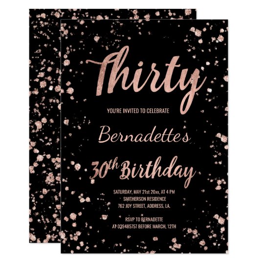 Imitate Rose Gold Confetti Spritzer 30 Geburtstag Einladung Zazzle De