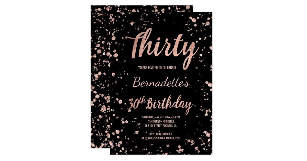 Imitate Rose Gold Confetti Spritzer 30 Geburtstag Einladung Zazzle De
