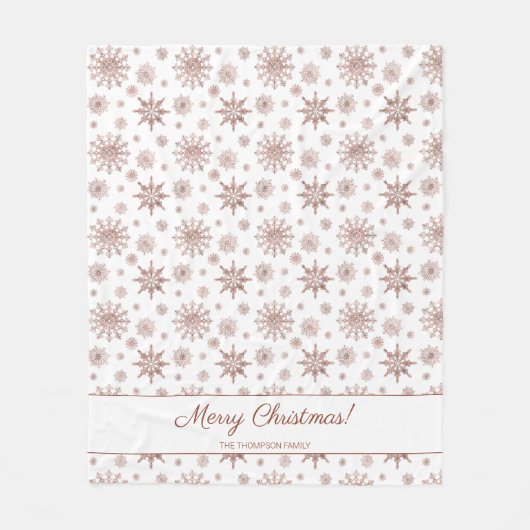 Imitate Rose Gold Farbschneeflocken & Text Fleecedecke (Vorderseite)