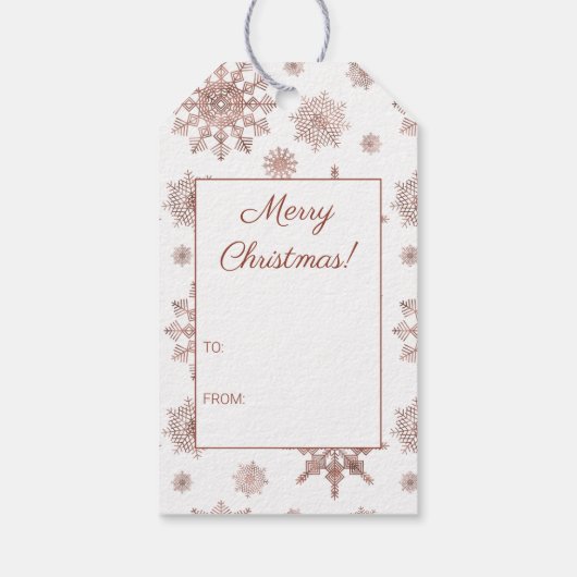 Imitate Rose Gold Farbschneeflocken & Text Geschenkanhänger (Rückseite)