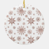 Imitate Rose Gold Farbschneeflocken & Text Keramik Ornament (Hinten)