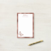 Imitate Rose Gold Fohlen Schmetterling & Benutzerd Post-it Klebezettel (Auf Schreibtisch)