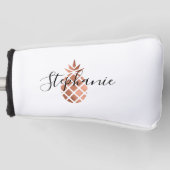 Imitate Rose Gold Foil Ananas Monogramm Golf Headcover (Vorderseite)