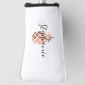 Imitate Rose Gold Foil Ananas Monogramm Golf Headcover (Rotieren 90)