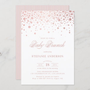 Imitate Rose Gold Foil Confetti Dots Baby Brunch Einladung