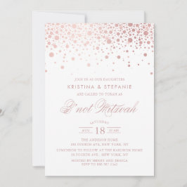 Imitate Rose Gold Foil Confetti Dots B'nicht Mitzv Einladung