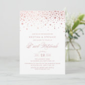 Imitate Rose Gold Foil Confetti Dots B'nicht Mitzv Einladung (Stehend Vorderseite)