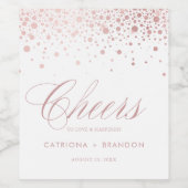 Imitate Rose Gold Foil Confetti Dots Cheers Hochze Weinetikett (Einzelnes Label)