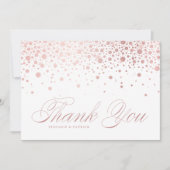Imitate Rose Gold Foil Confetti Dots Hochzeit Dankeskarte (Vorderseite)