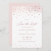 Imitate Rose Gold Foil Confetti Dots Hochzeit Save The Date (Vorne/Hinten)