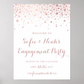 Imitate Rose Gold Foil Confetti Engagement Partei  Poster (Vorne)
