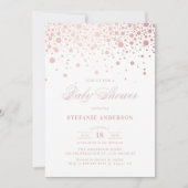 Imitate Rose Gold Foil Confetti Kinderdusche Einladung (Vorderseite)