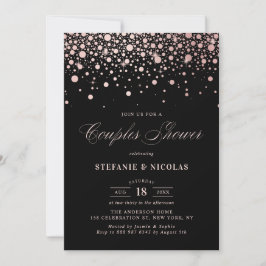 Imitate Rose Gold Foil Confetti Schwarze Paare Dus Einladung