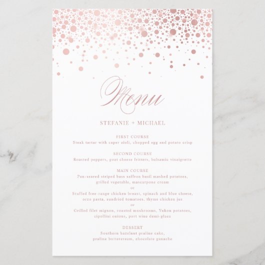Imitate Rose Gold Foil Confetti Wedelkarte (Vorderseite)