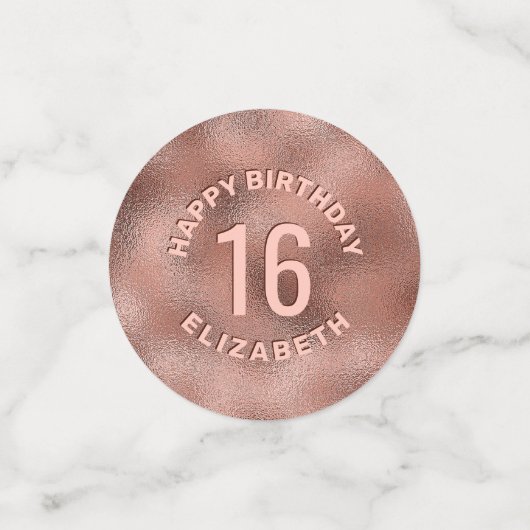 Imitate Rose Gold Foil Look & Custom Text Konfetti (Klein Vorderseite)