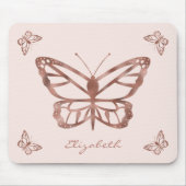 Imitate Rose Gold Foil Look Schmetterlinge & Benut Mousepad (Vorne)