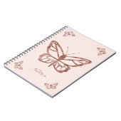 Imitate Rose Gold Foil Look Schmetterlinge & Benut Notizblock (Linke Seite)